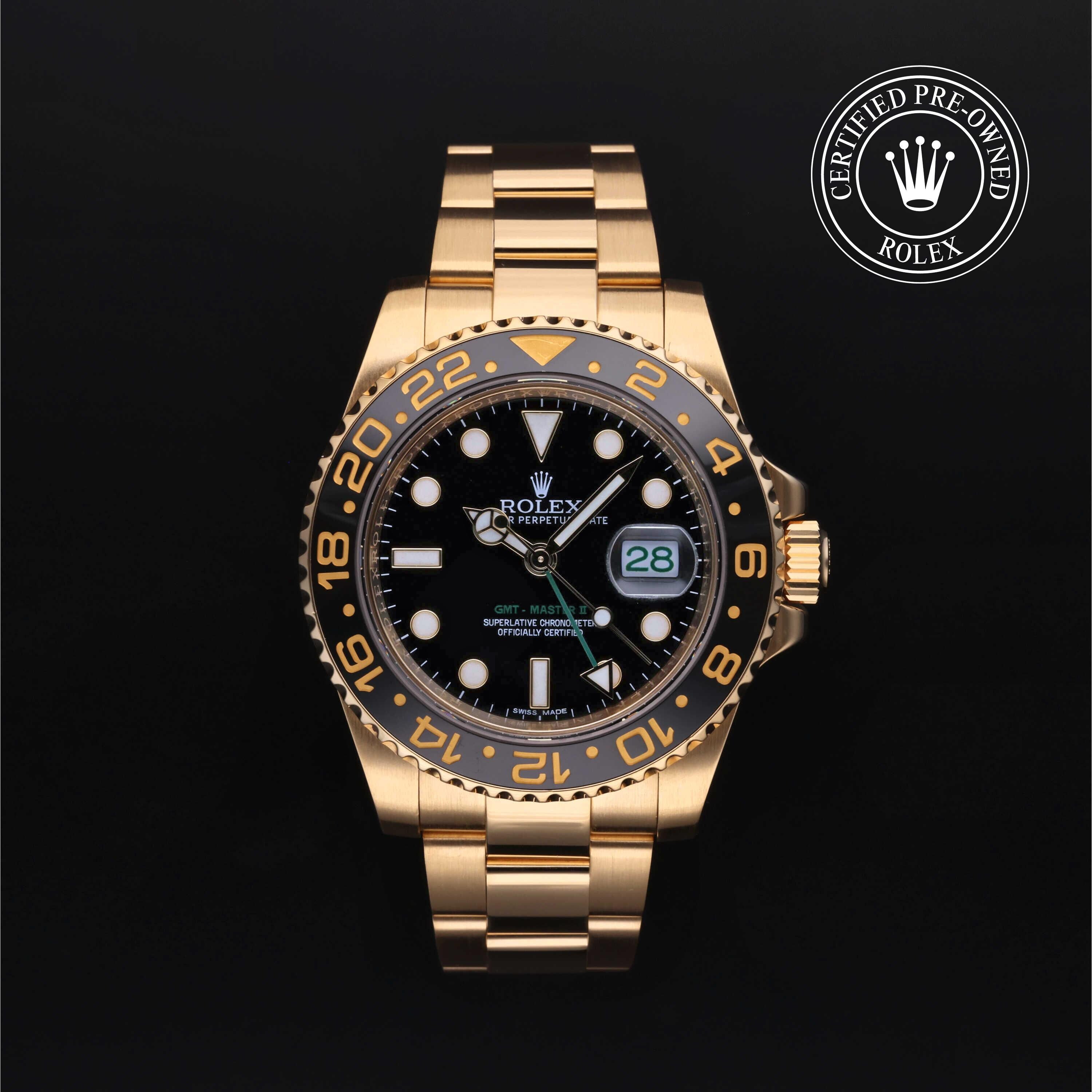 Rolex CPO GMT M116718LN front on white background