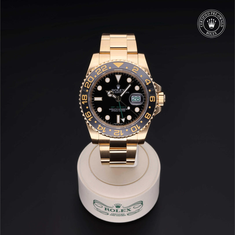 Rolex CPO GMT M116718LN front on white background