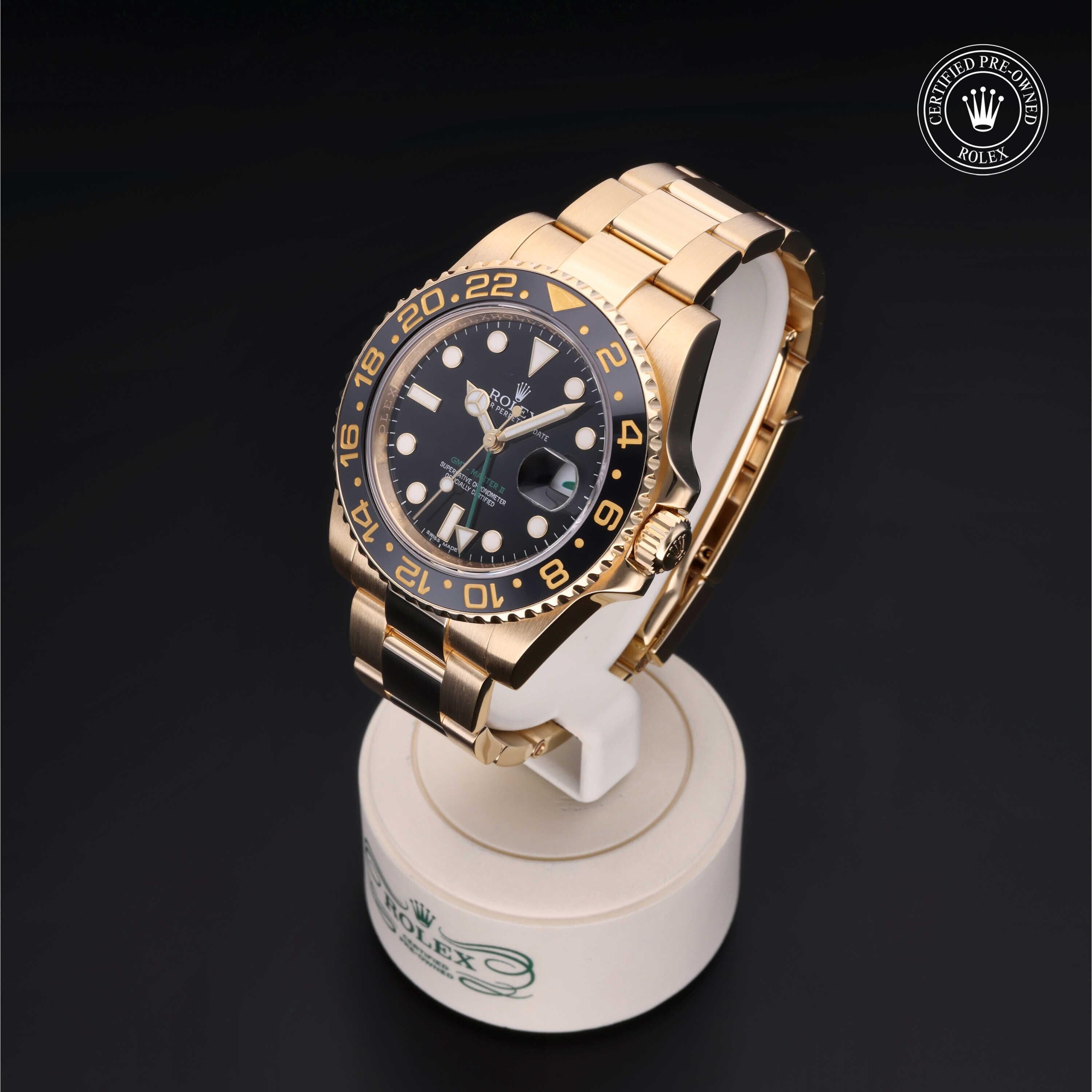 Rolex CPO GMT M116718LN front on white background