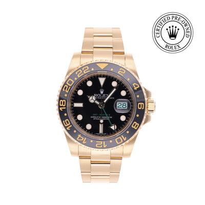 Rolex CPO GMT M116718LN front on white background