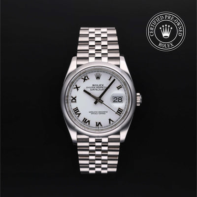 Rolex Certified Pre-owned Datejust M126200-0007 front on black background