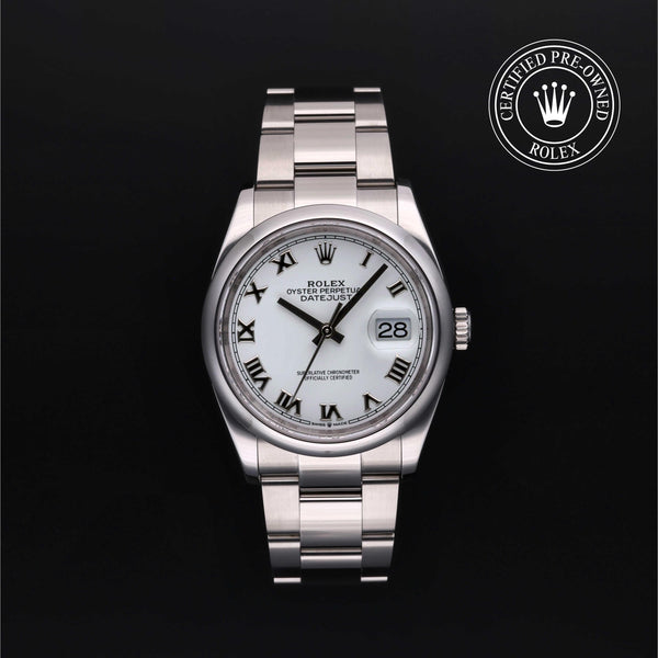 Rolex Certified Pre-owned Datejust M126200-0008 front on black background
