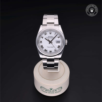 Rolex Certified Pre-owned Datejust M126200-0008 front on black background