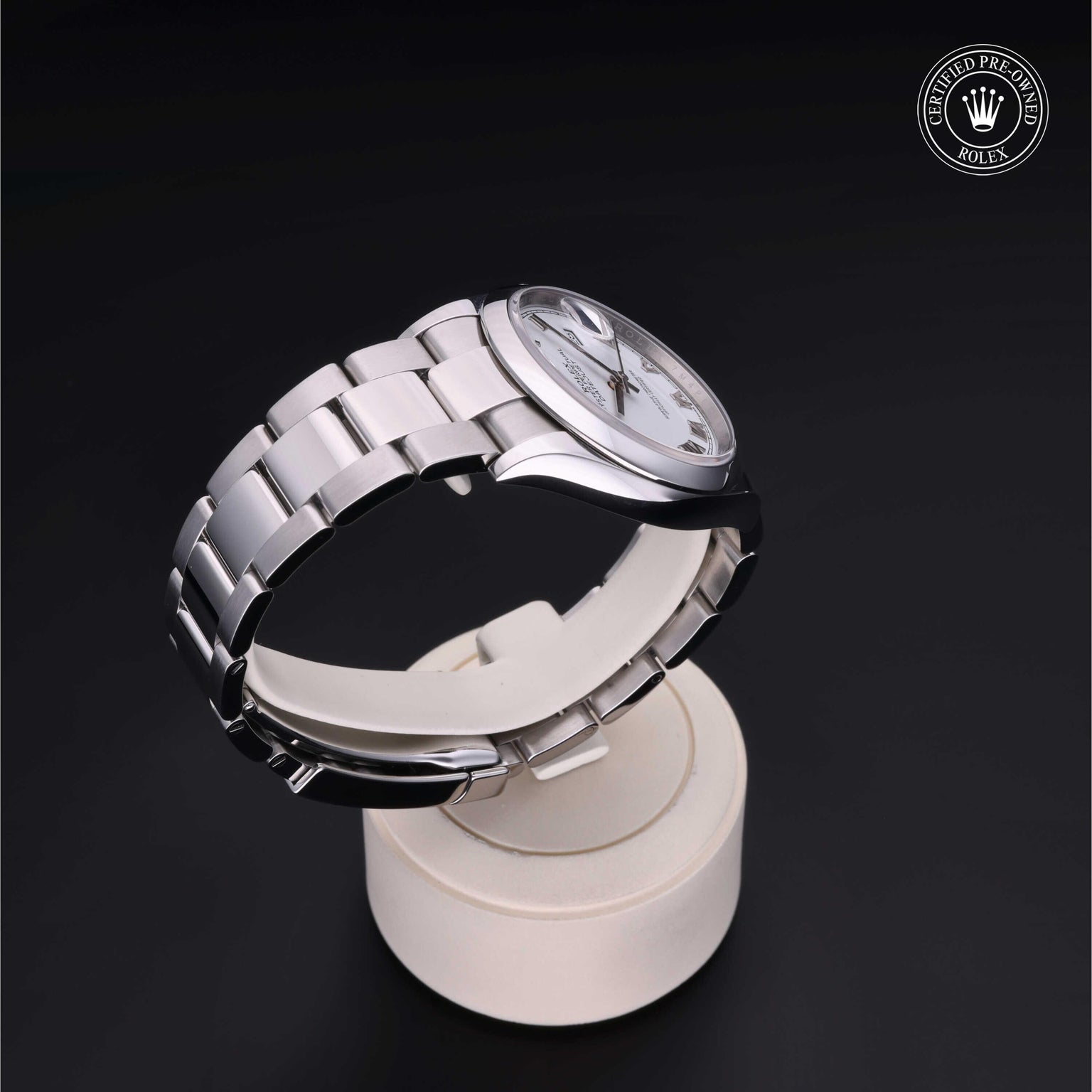 Rolex Certified Pre-owned Datejust M126200-0008 front on black background