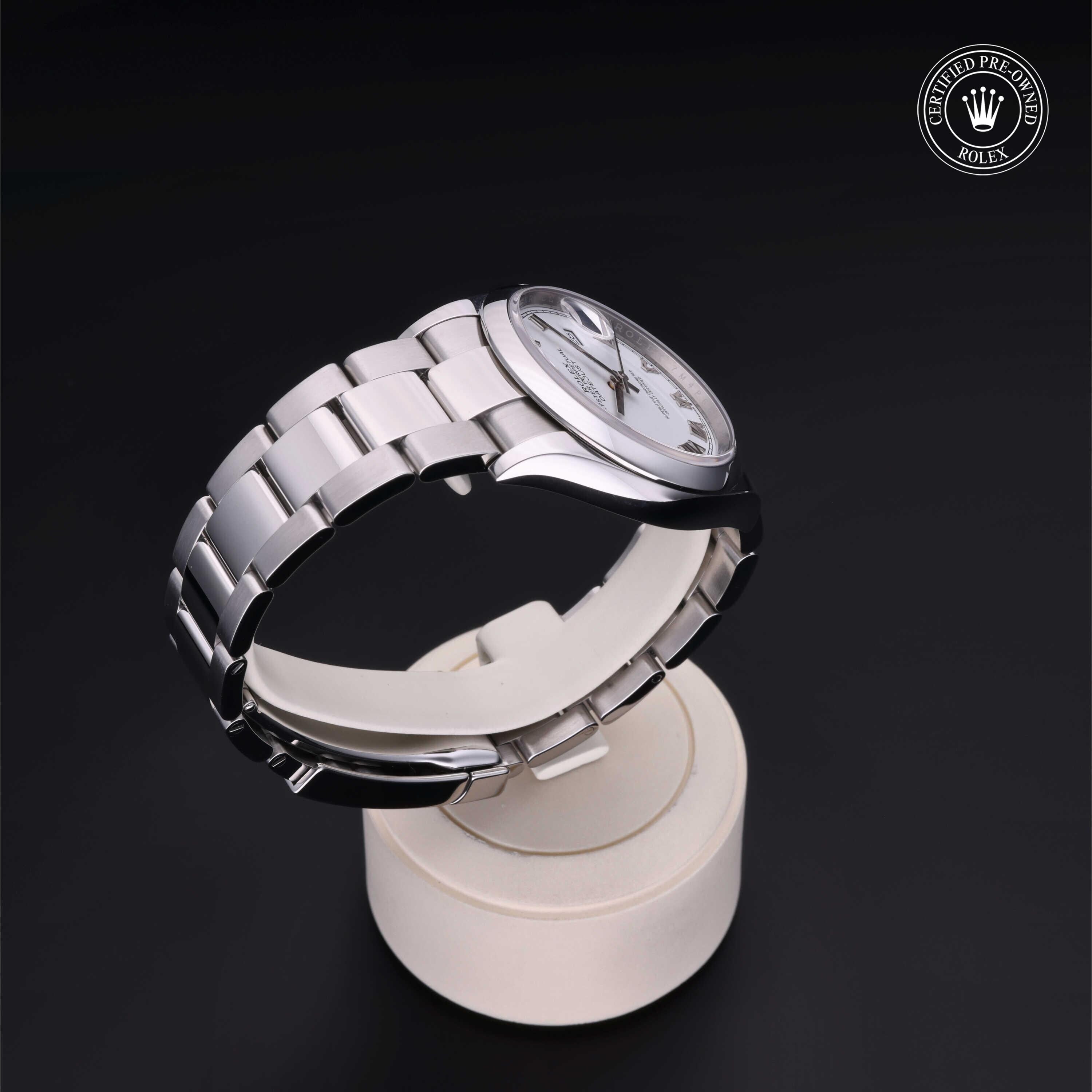 Rolex Certified Pre-owned Datejust M126200-0008 front on black background