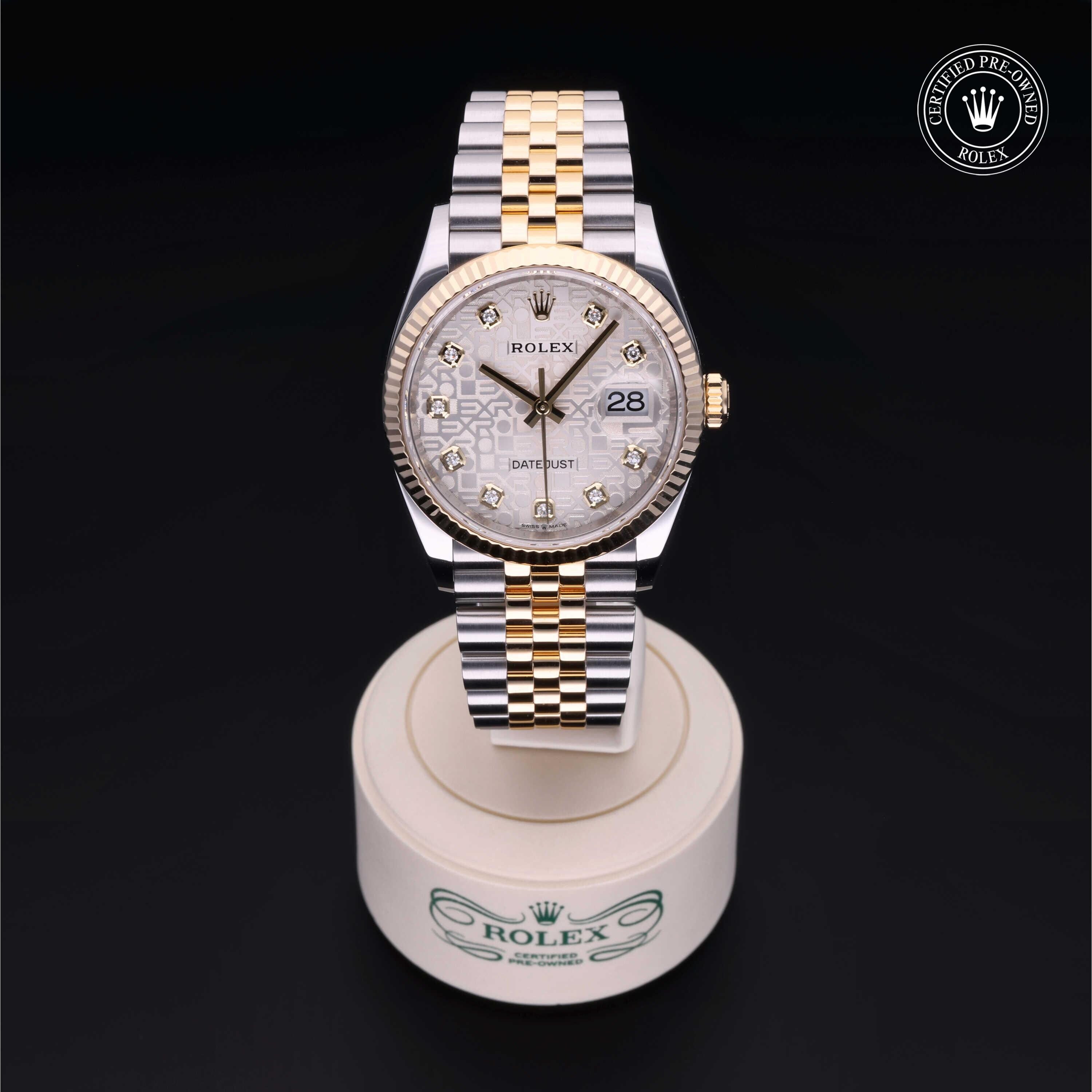 Rolex Certified Pre-owned Datejust M126233-0027 front on black background