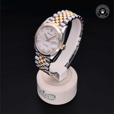 Rolex Certified Pre-owned Datejust M126233-0027 front on black background