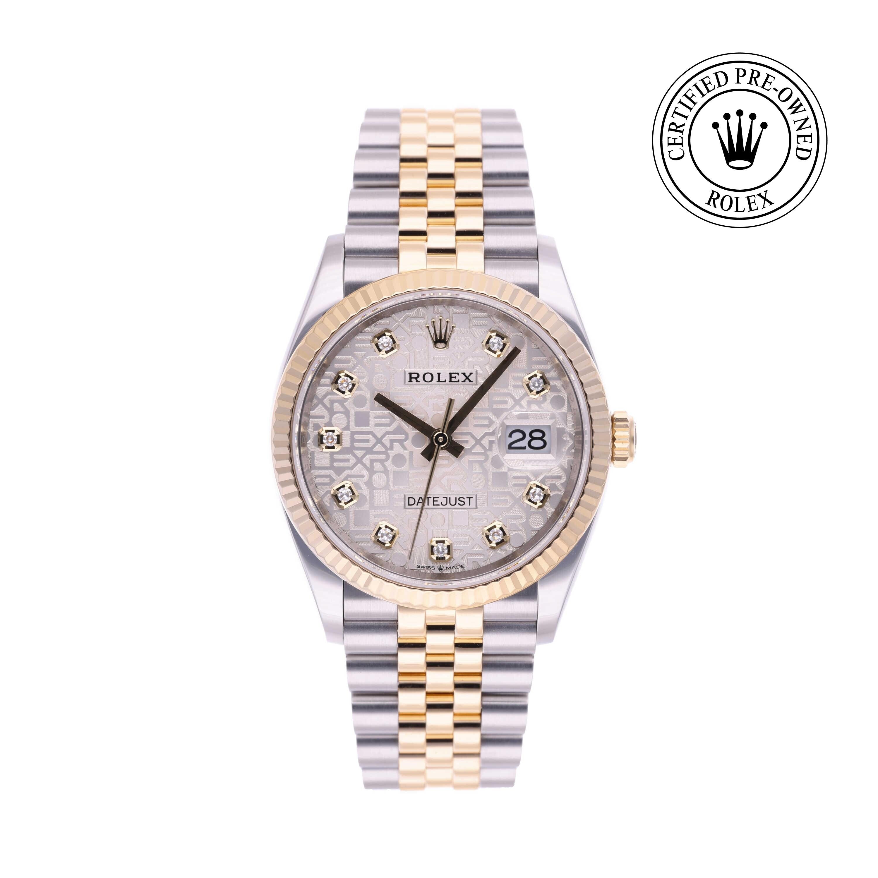 Rolex Certified Pre-owned Datejust M126233-0027 front on white background