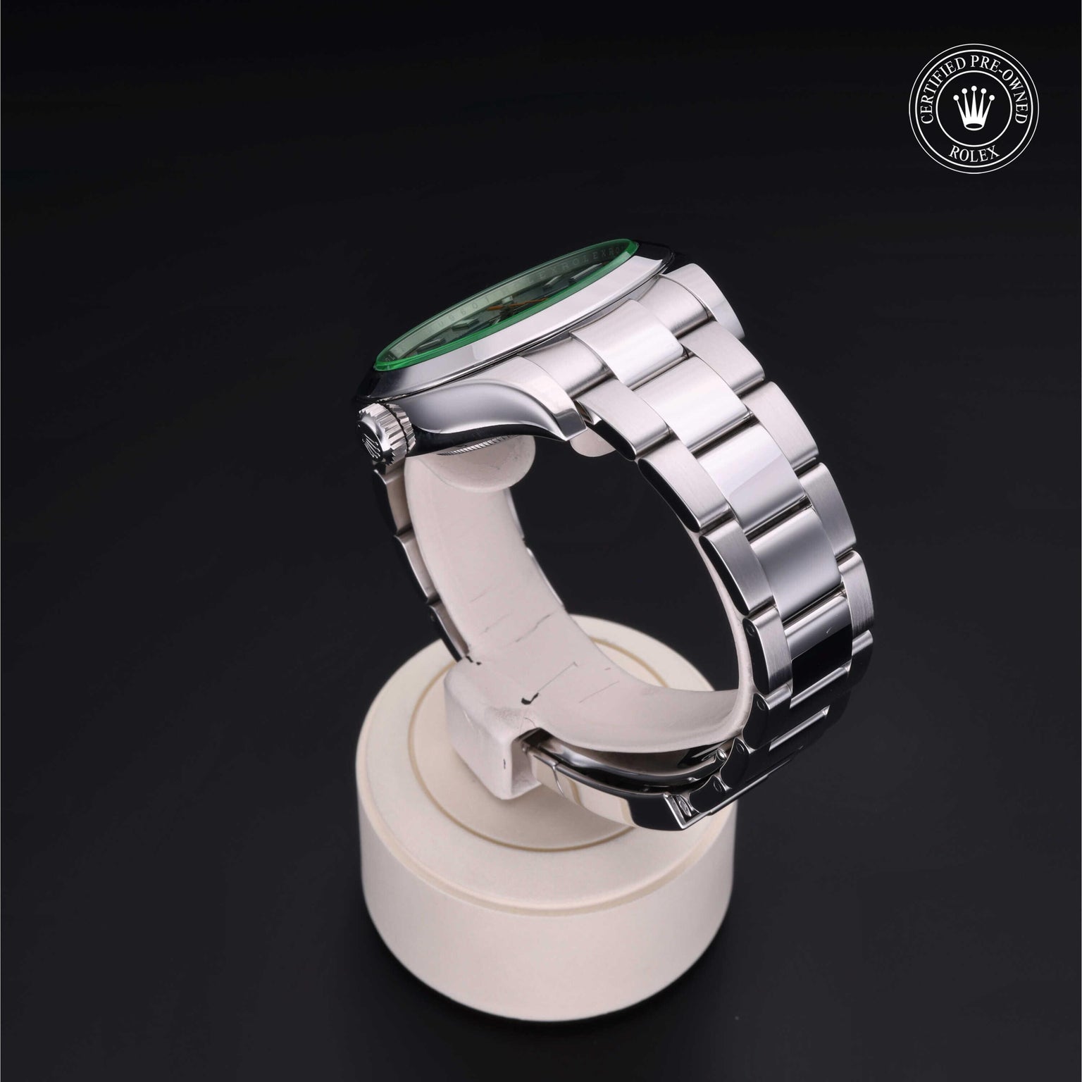 Rolex CPO Milgauss M116400GV front on white background