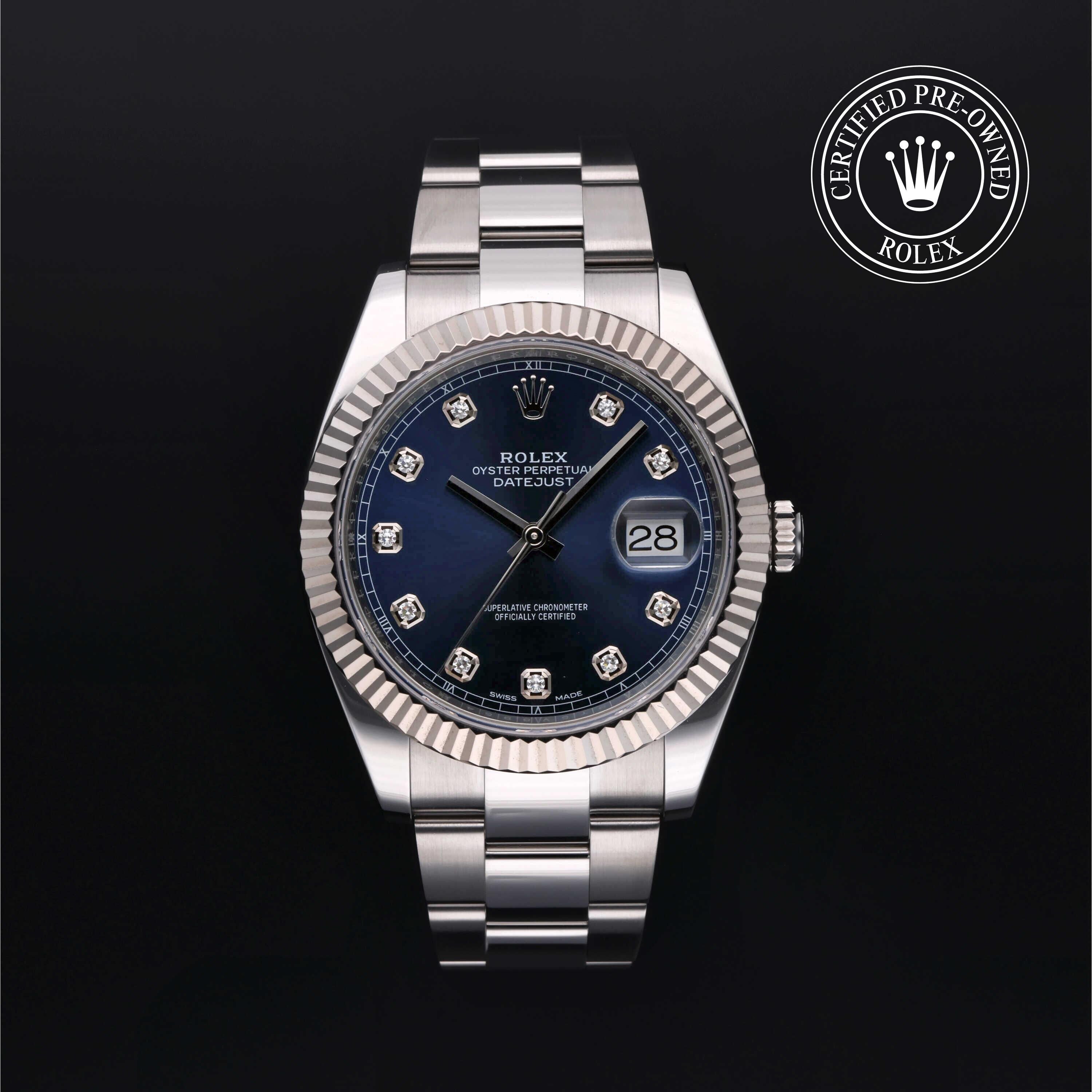 Rolex Certified Pre-owned Datejust M126334-0015 front on black background
