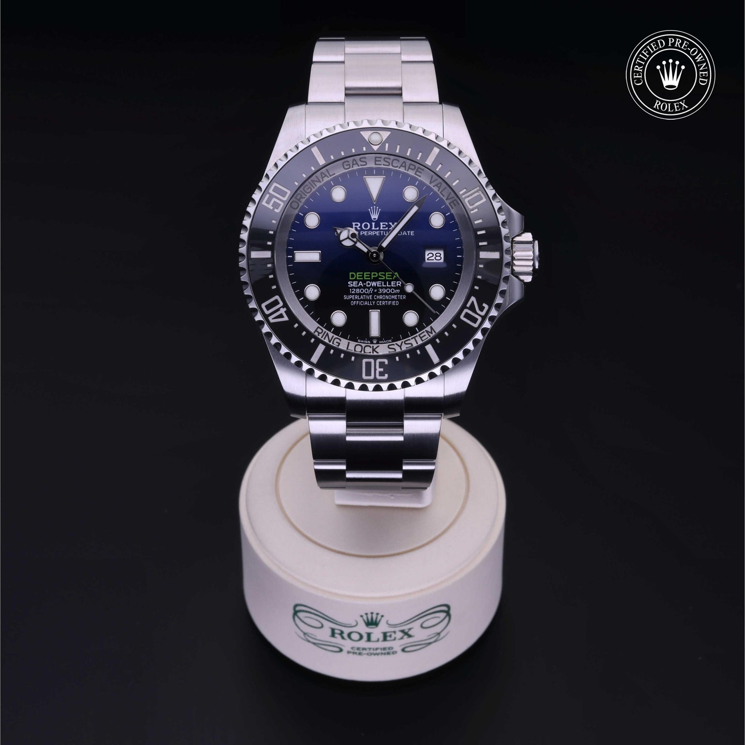 Rolex Certified Pre-owned Sea-Dweller M126660-0002 front on black background