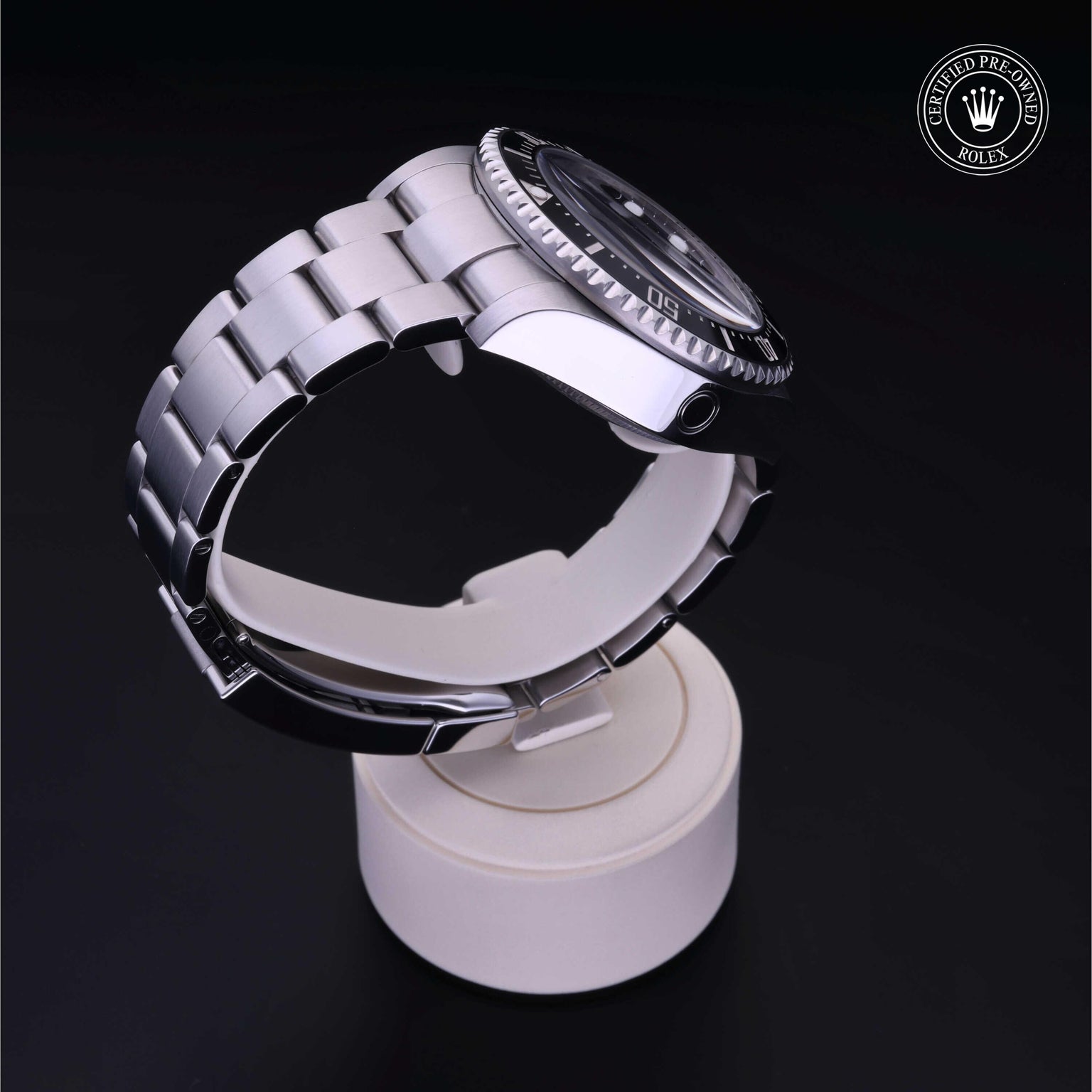 Rolex Certified Pre-owned Sea-Dweller M126660-0002 front on black background