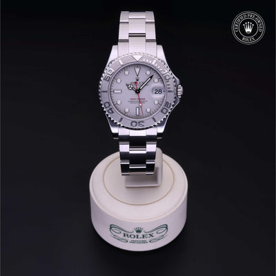 Rolex Certified Pre-owned Yacht-Master M168622-0004 front on black background