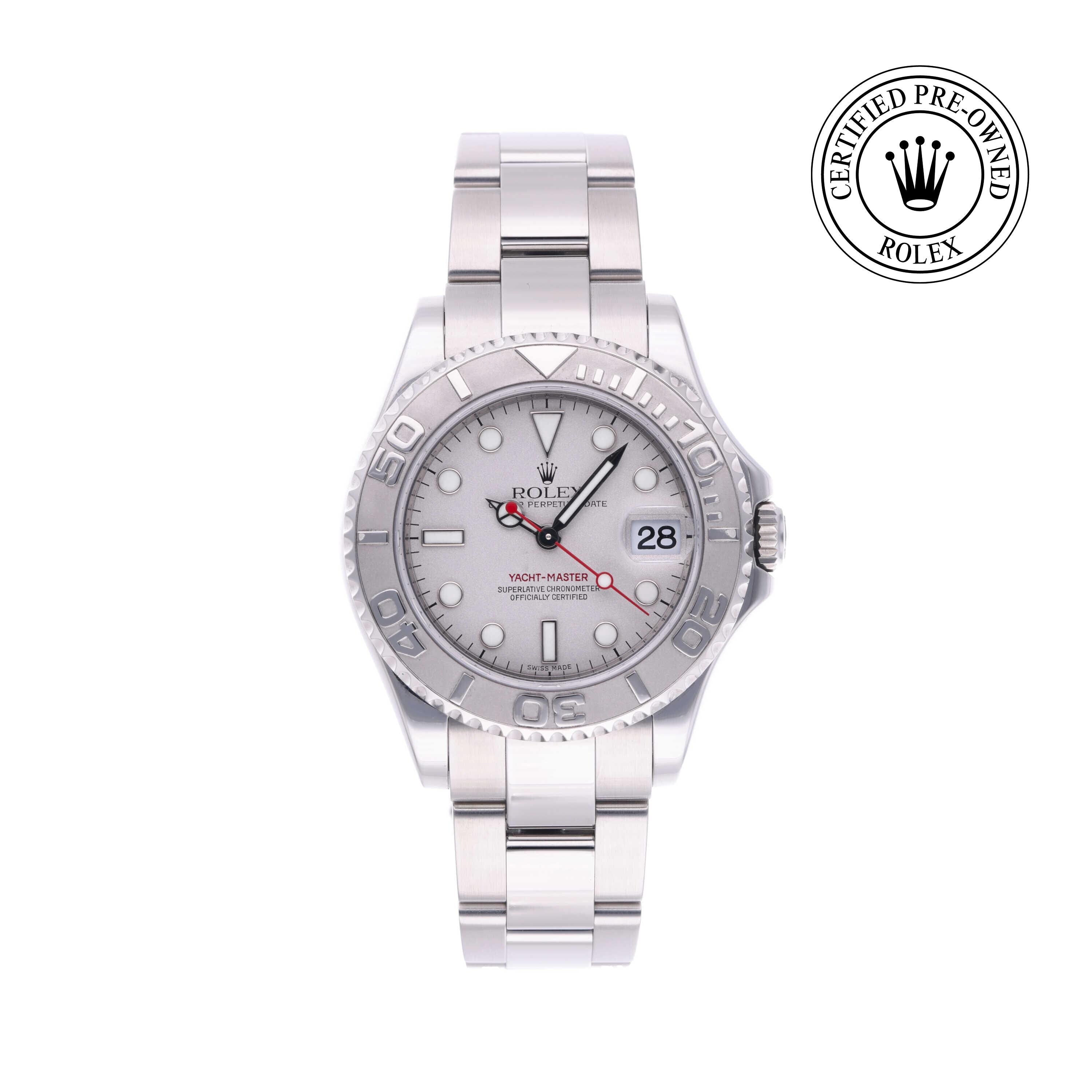Rolex Certified Pre-owned Yacht-Master M168622-0004 front on white background