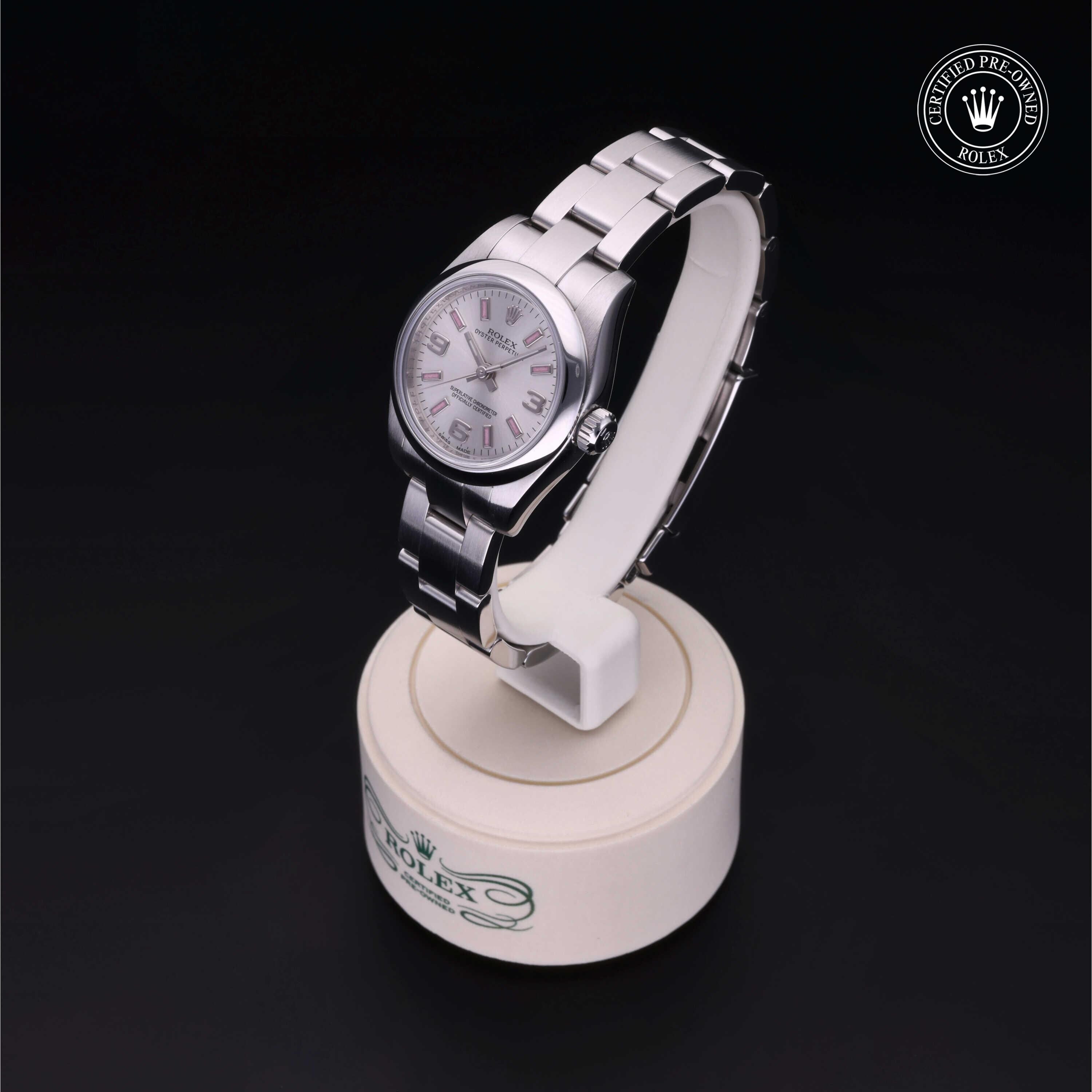 Rolex CPO Oyster Perpetual M176200 front on white background