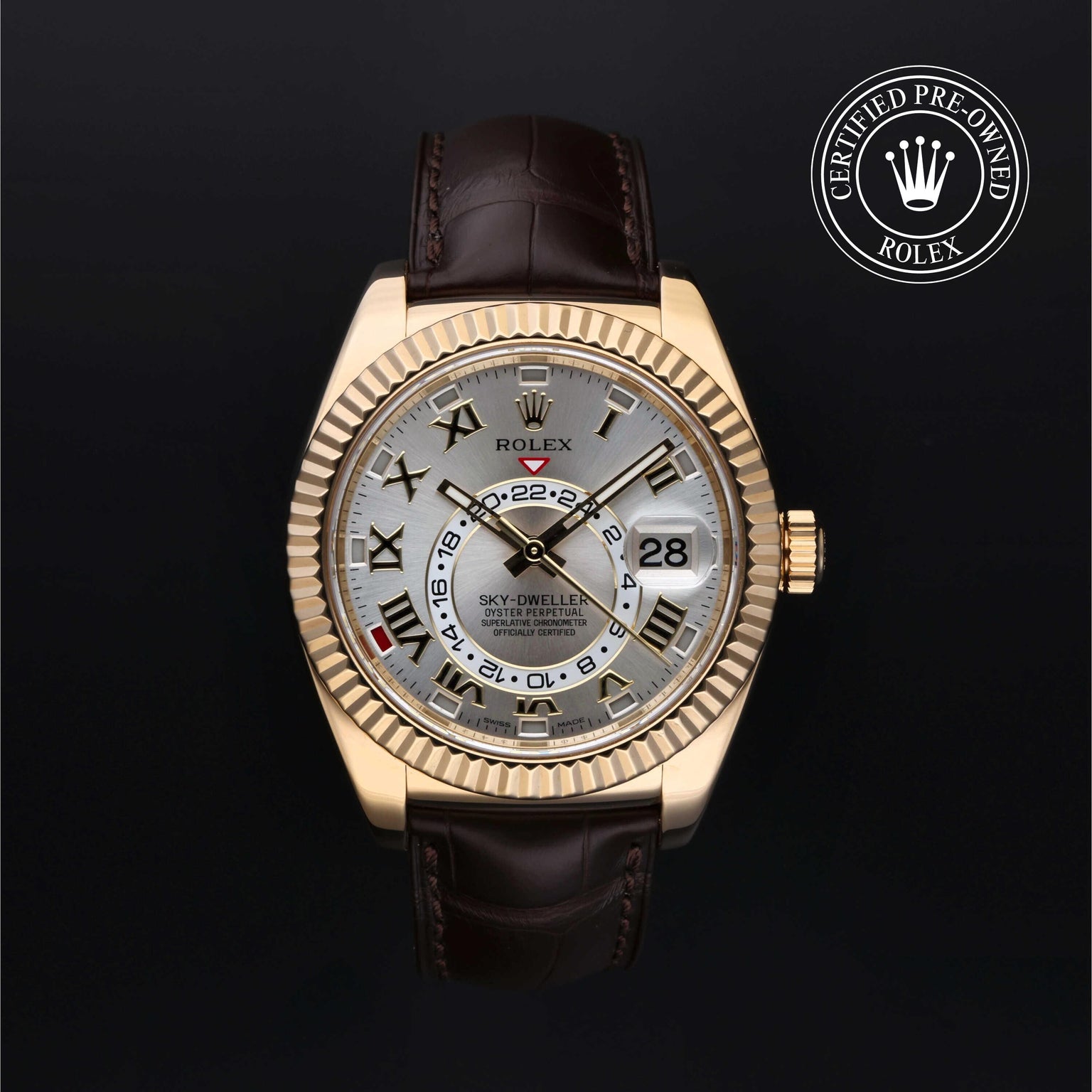 Rolex CPO Sky-Dweller M326138 front on white background