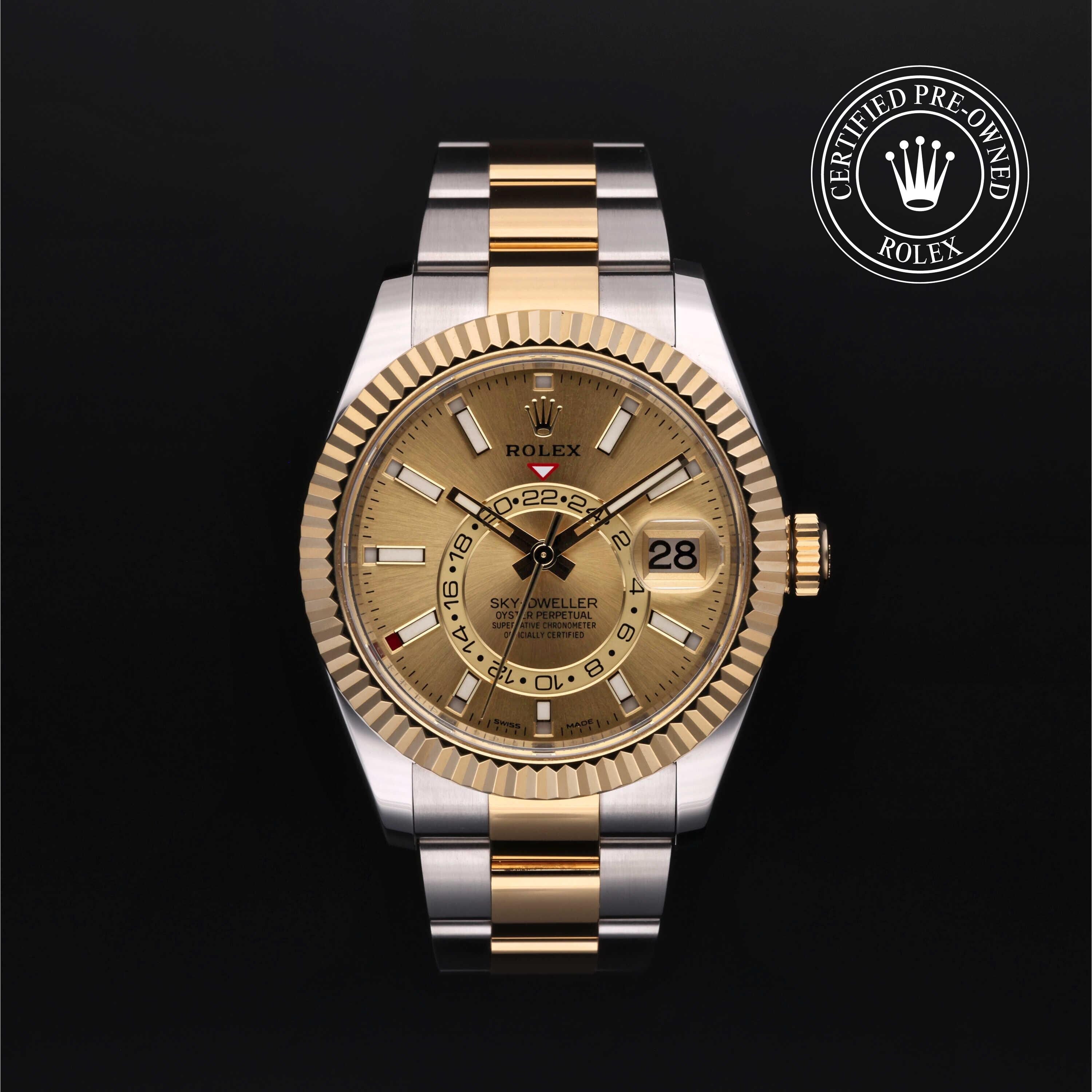 Rolex Certified Pre-owned Sky-Dweller M326933-0001 front on black background