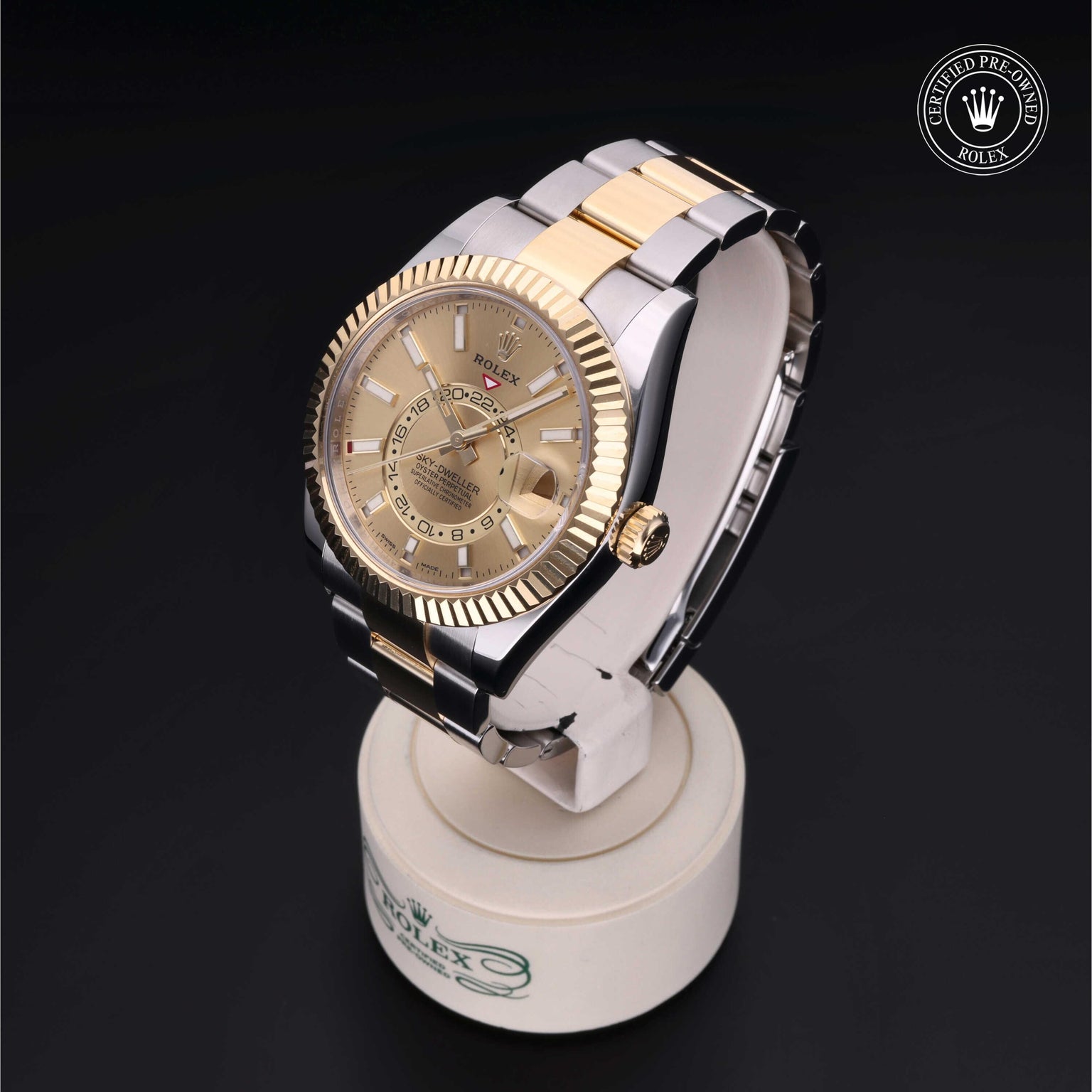 Rolex Certified Pre-owned Sky-Dweller M326933-0001 front on black background
