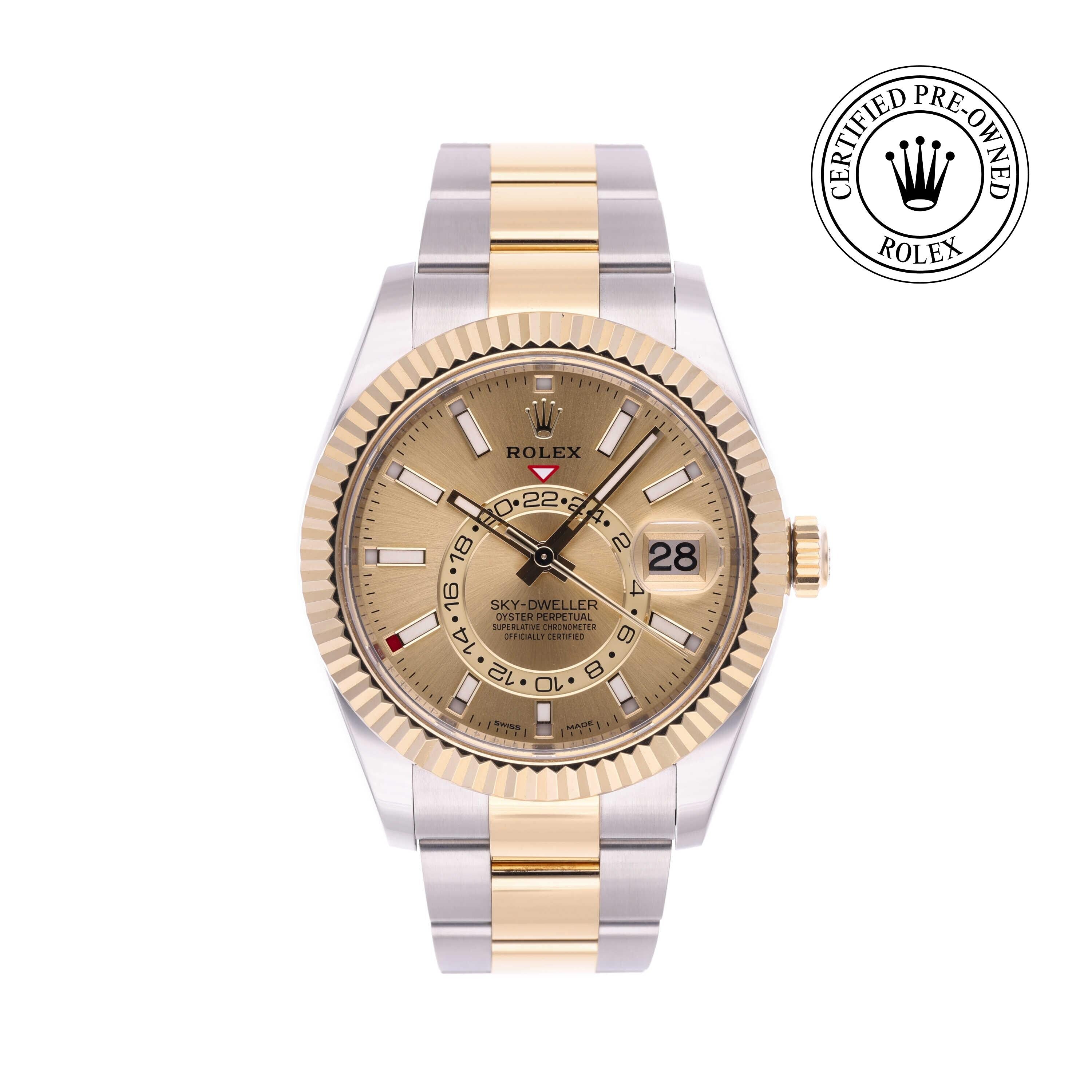 Rolex Certified Pre-owned Sky-Dweller M326933-0001 front on white background
