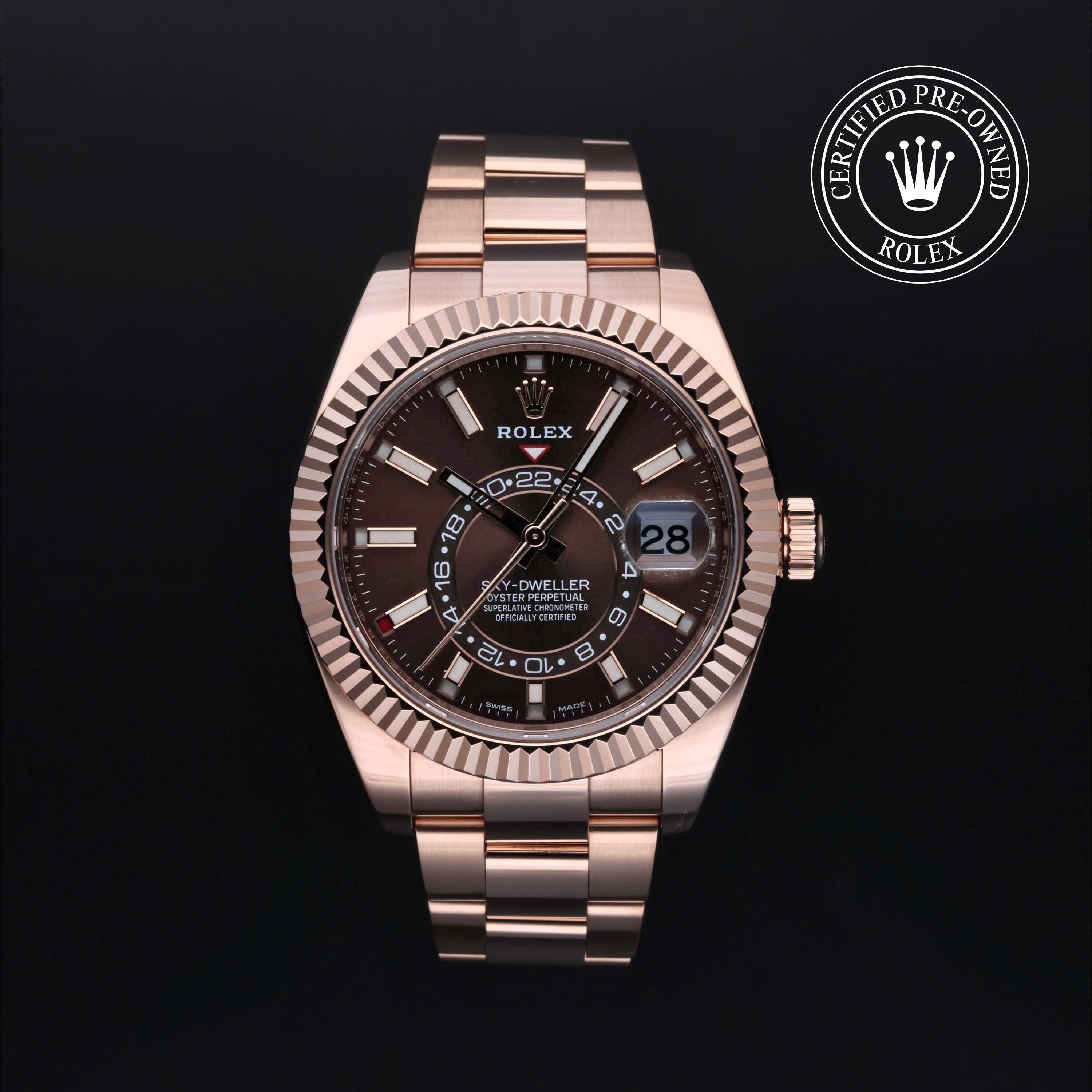 Rolex Certified Pre-owned Sky-Dweller M326935-0006 front on black background