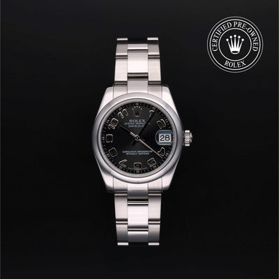 Rolex Certified Pre-owned Lady Datejust M178240-0011 front on black background