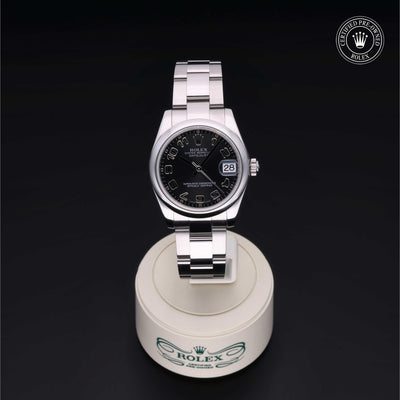 Rolex Certified Pre-owned Lady Datejust M178240-0011 front on black background