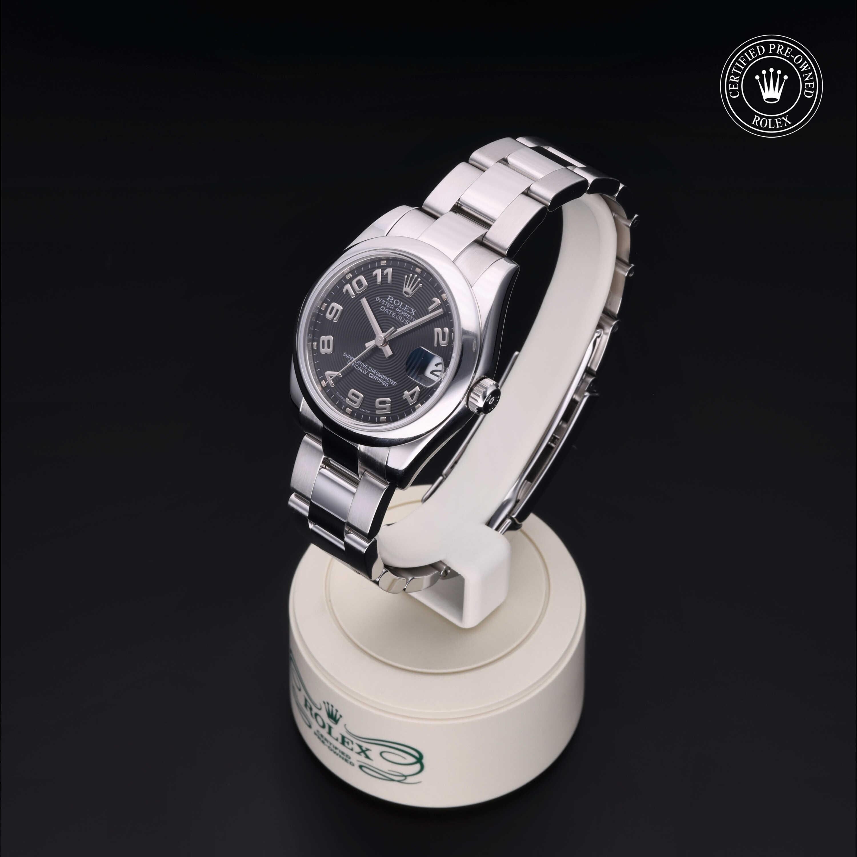 Rolex Certified Pre-owned Lady Datejust M178240-0011 front on black background