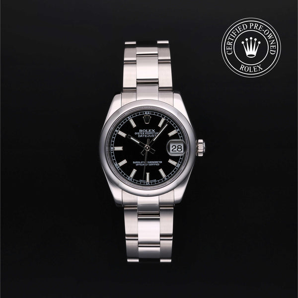 Rolex Certified Pre-owned Lady Datejust M178240-0025 front on black background