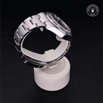 Rolex Certified Pre-owned Explorer M216570-0002 front on black background