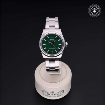 Rolex CPO Oyster Perpetual M277200 front on white background