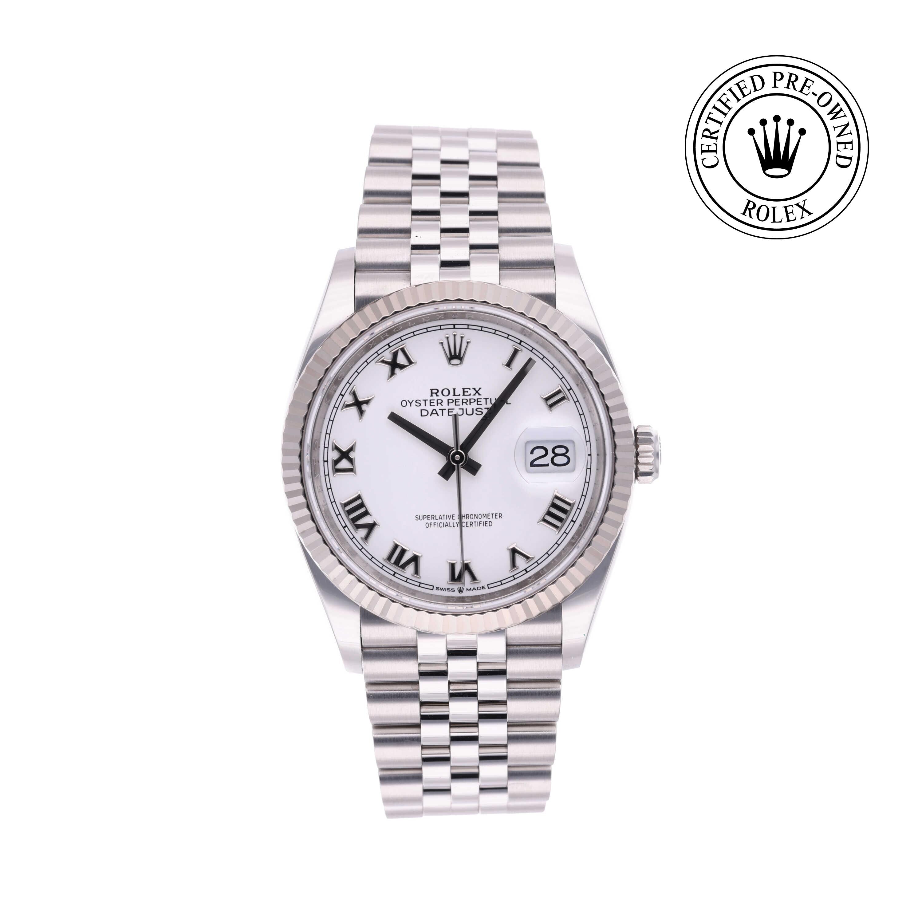 Rolex CPO Datejust M126234 front on white background
