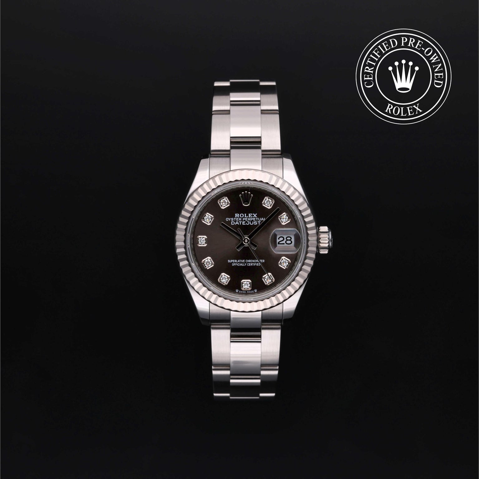 Rolex Certified Pre-owned Lady Datejust M279174-0016 front on black background