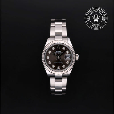 Rolex Certified Pre-owned Lady Datejust M279174-0016 front on black background