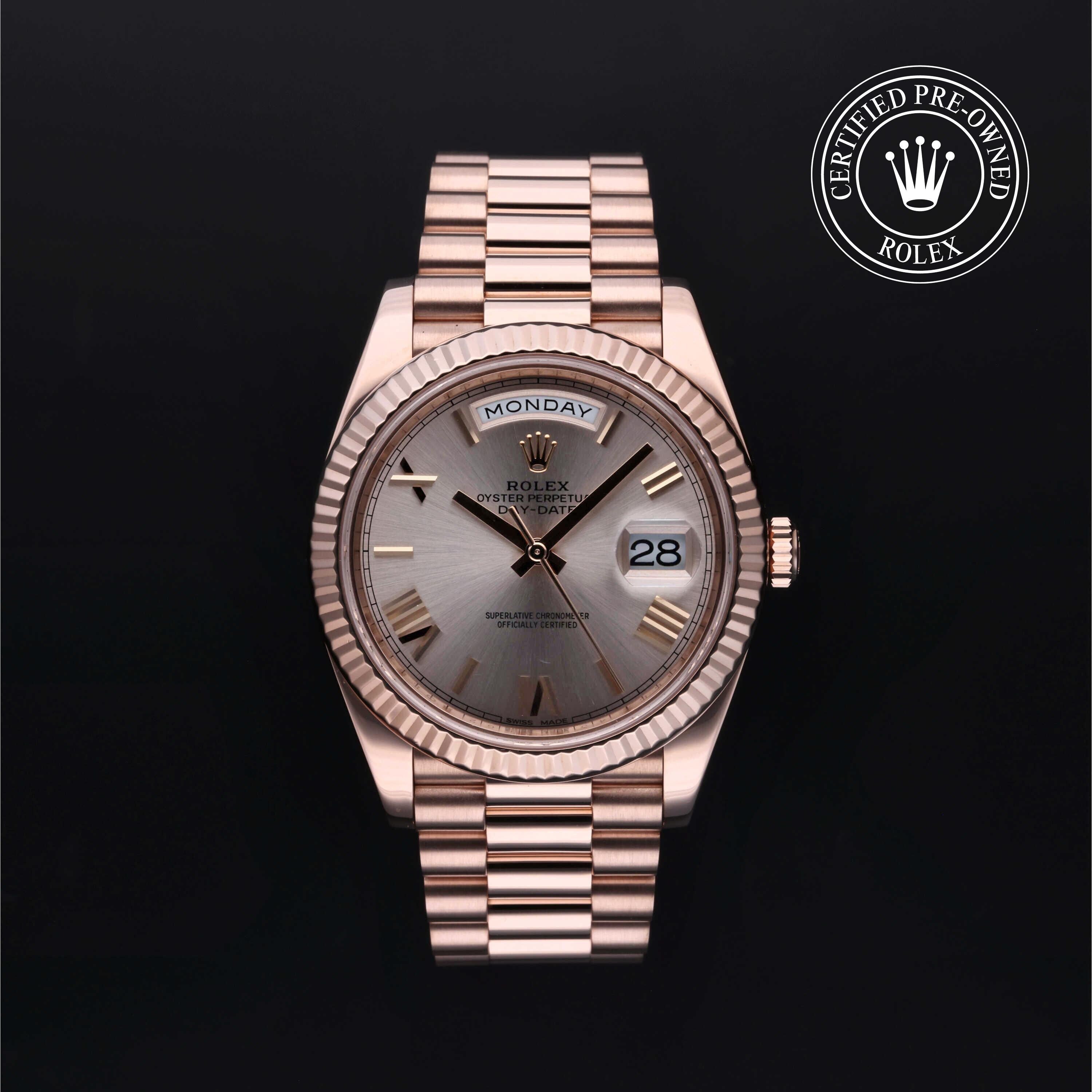 Rolex Certified Pre-owned Day-date M228235-0001 front on black background