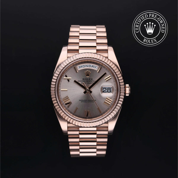 Rolex Certified Pre-owned Day-date M228235-0001 front on black background