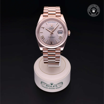 Rolex Certified Pre-owned Day-date M228235-0001 front on black background