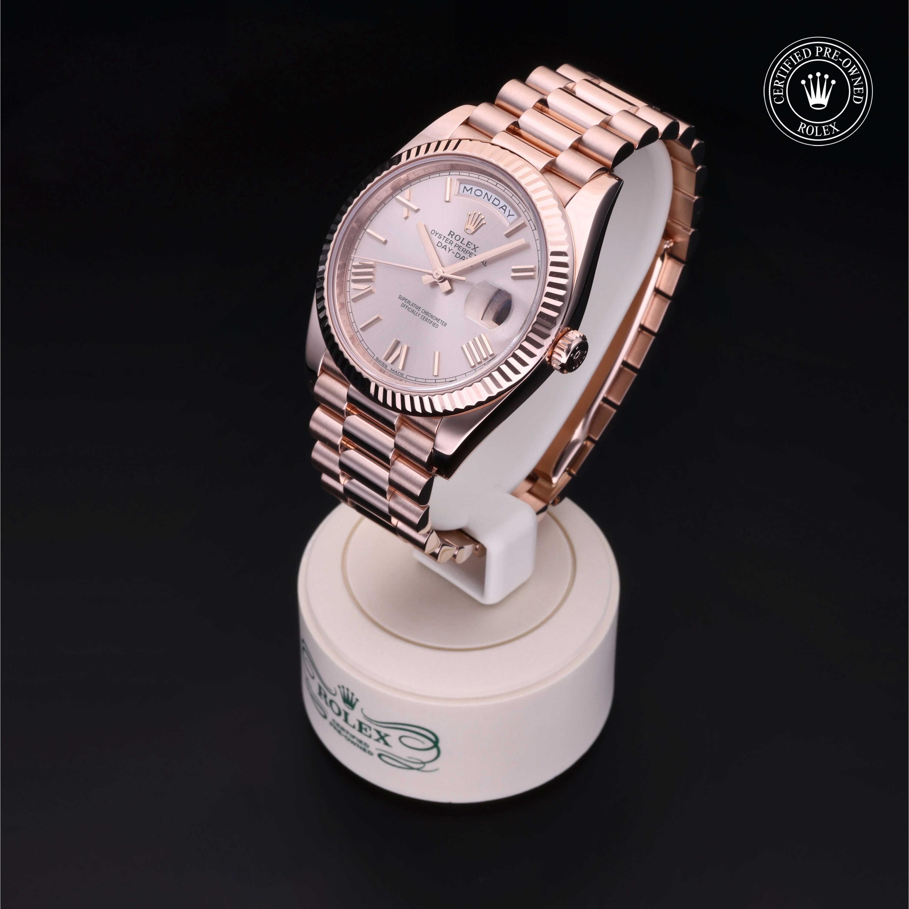 Rolex Certified Pre-owned Day-date M228235-0001 front on black background