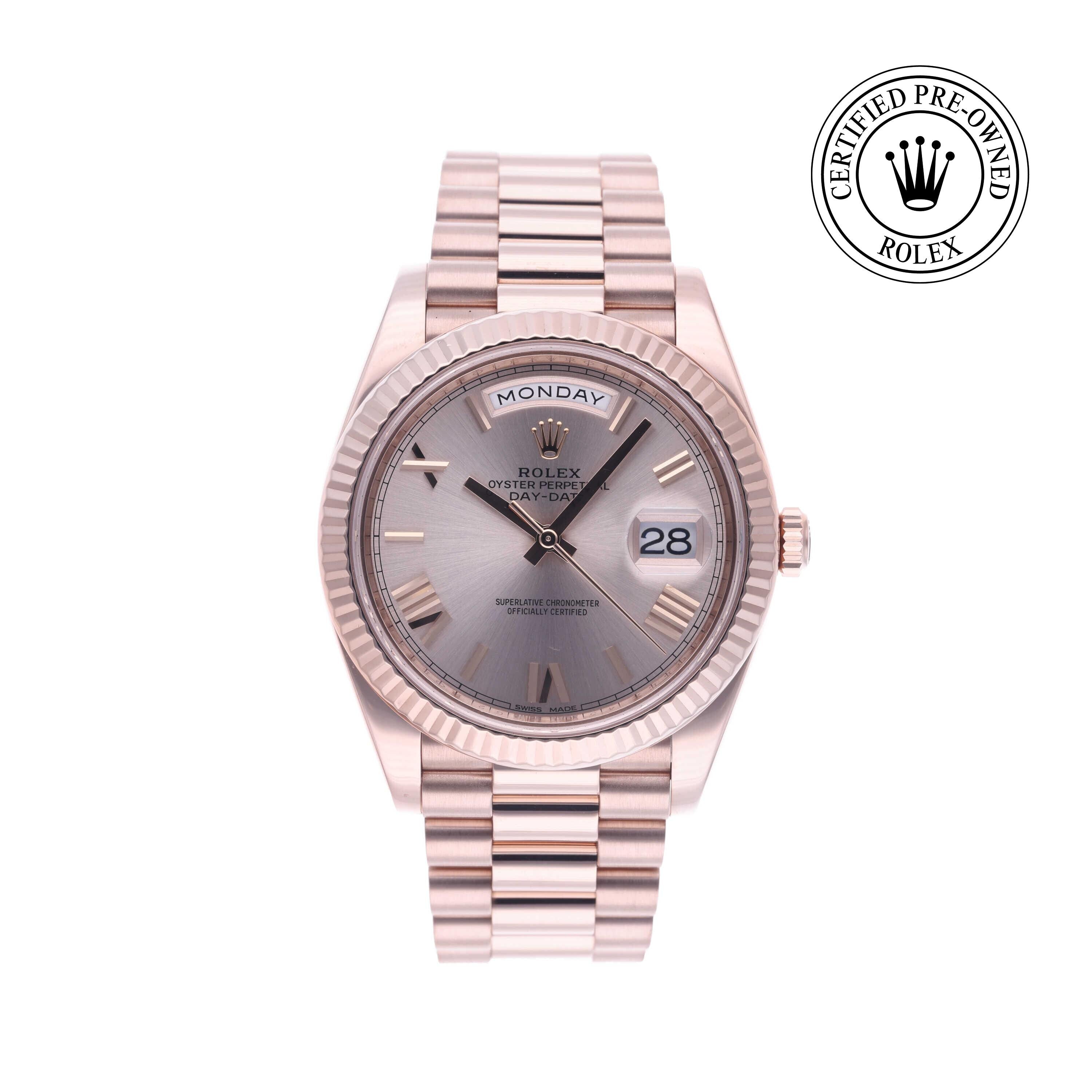 Rolex Certified Pre-owned Day-date M228235-0001 front on white background
