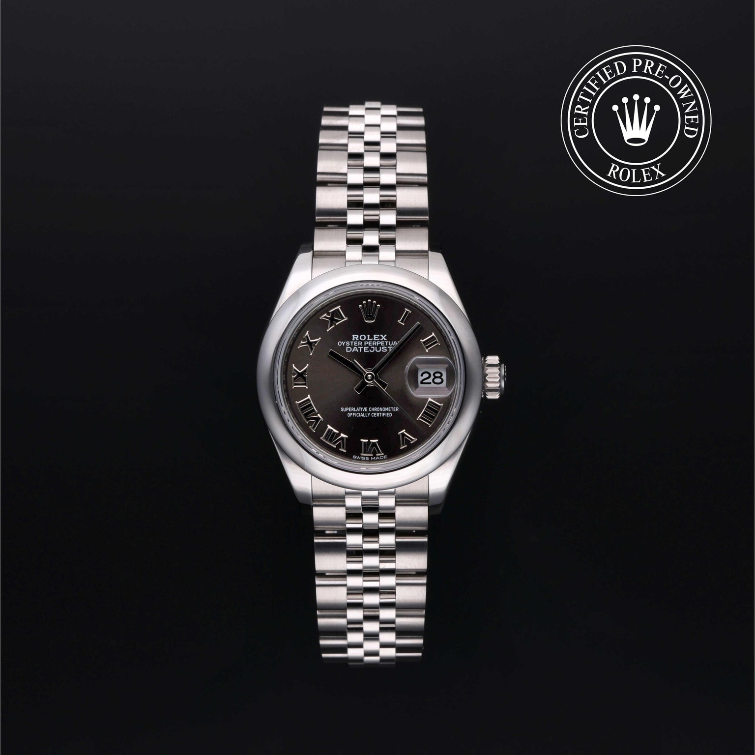 Rolex Certified Pre-owned Lady Datejust M279160-0011 front on black background