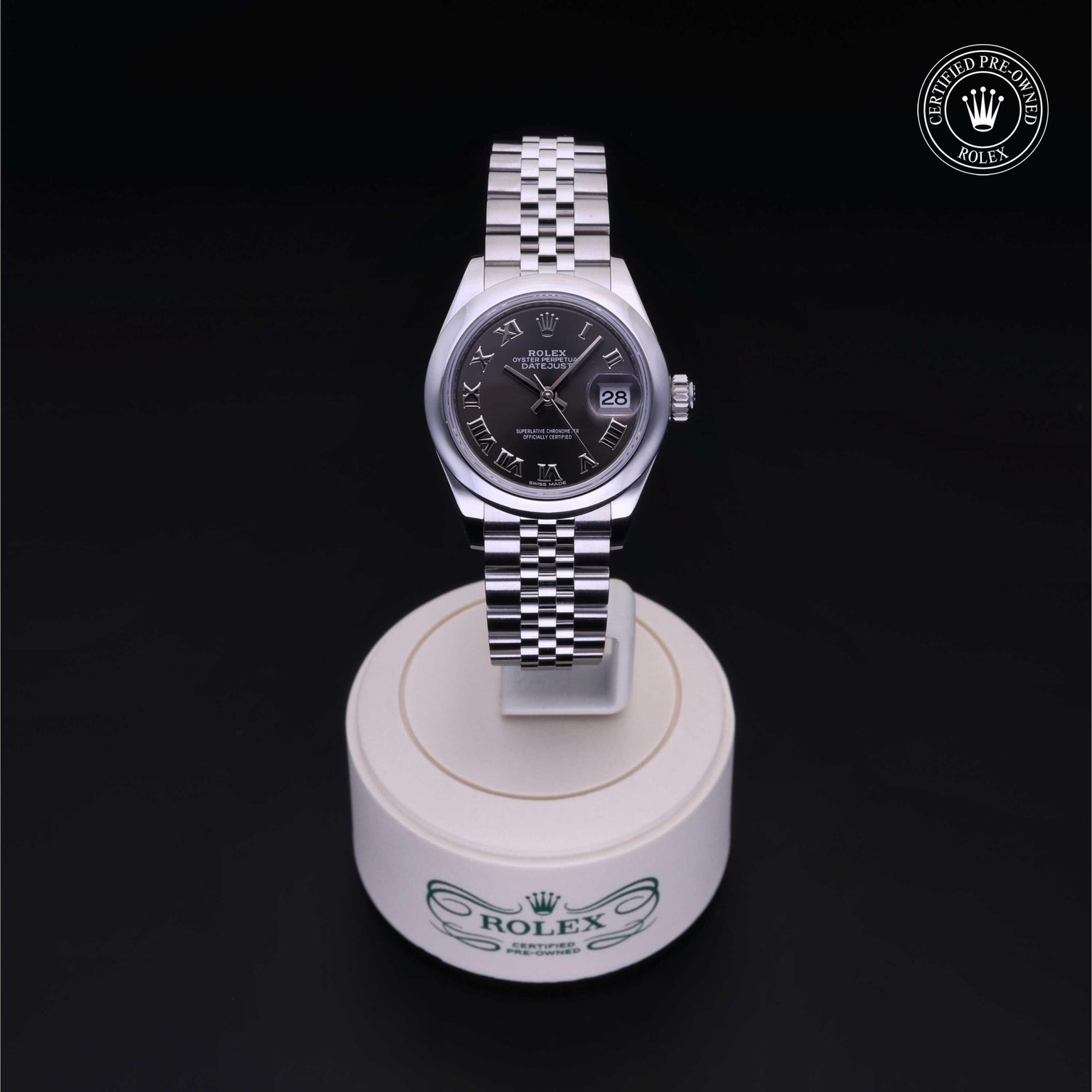 Rolex Certified Pre-owned Lady Datejust M279160-0011 front on black background