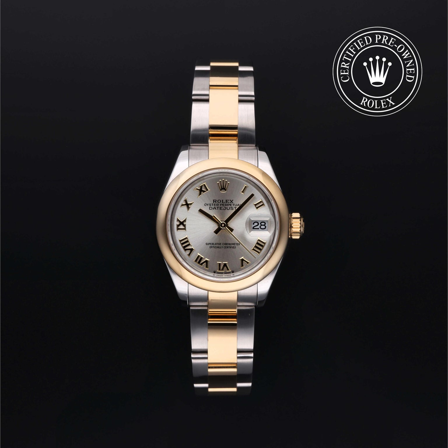 Rolex Certified Pre-owned Lady Datejust M279163-0006 front on black background