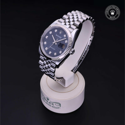 Rolex Certified Pre-owned Datejust M126234-0011 front on black background