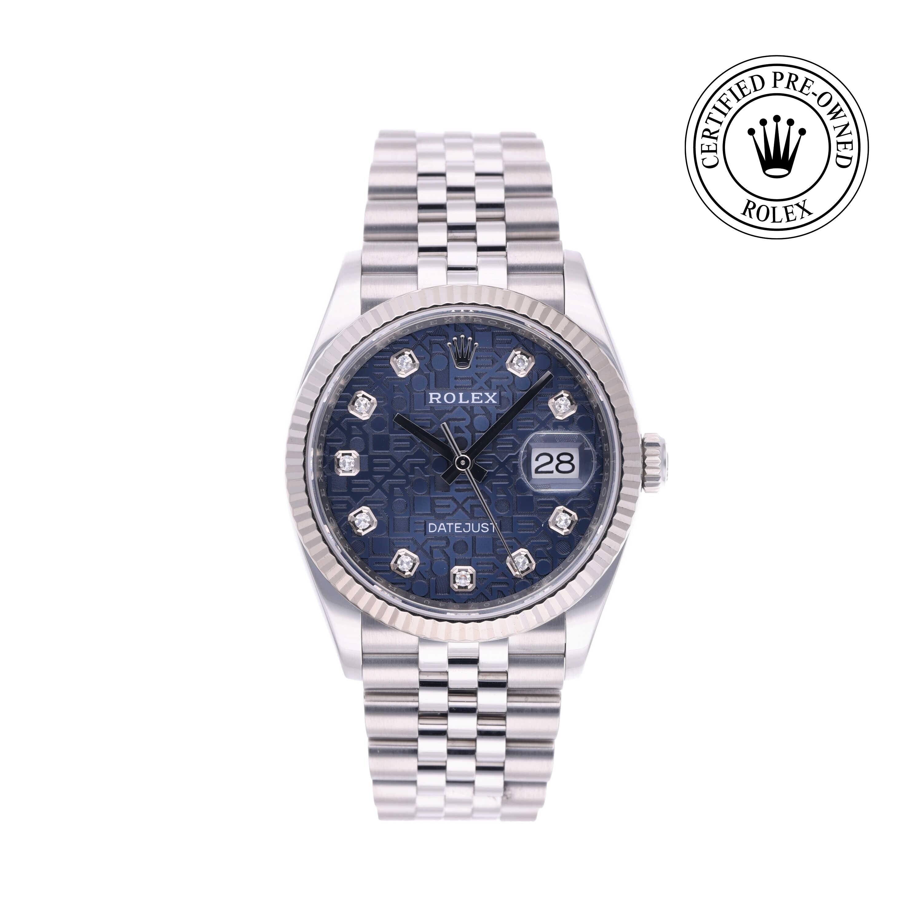 Rolex Certified Pre-owned Datejust M126234-0011 front on white background