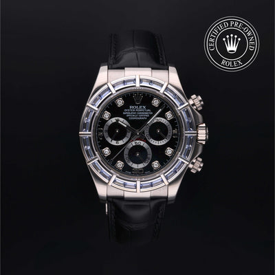 Rolex Certified Pre-owned Daytona M116589SACI-0004 front on black background