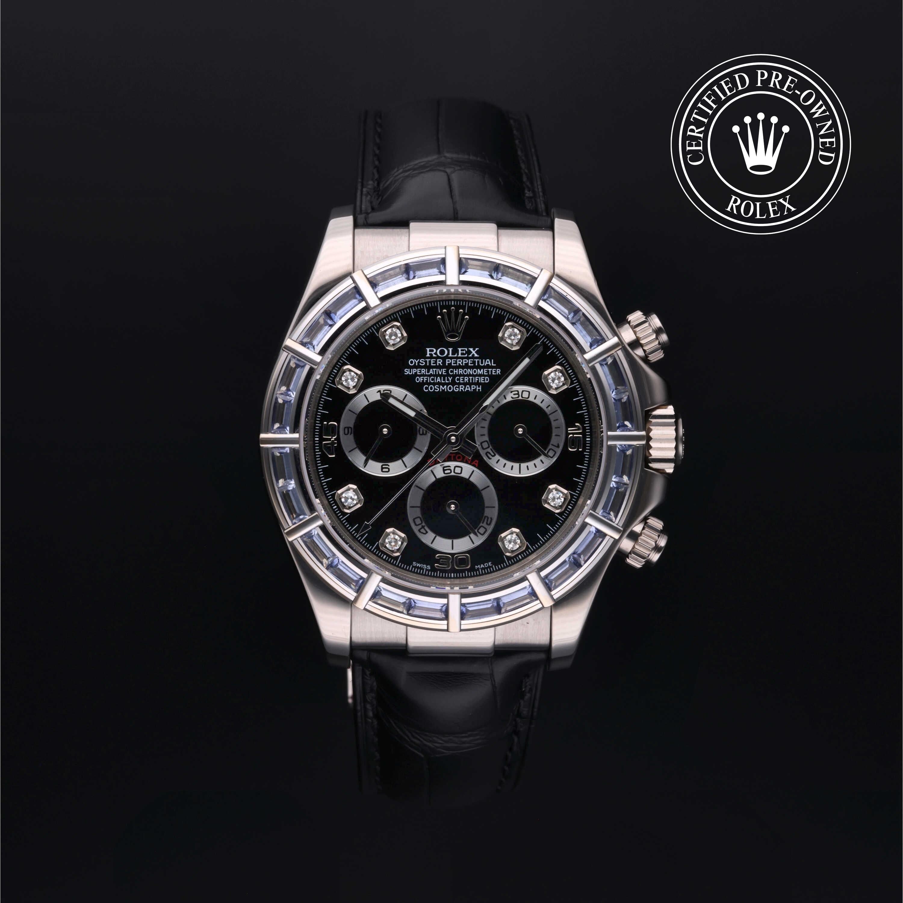 Rolex Certified Pre-owned Daytona M116589SACI-0004 front on black background