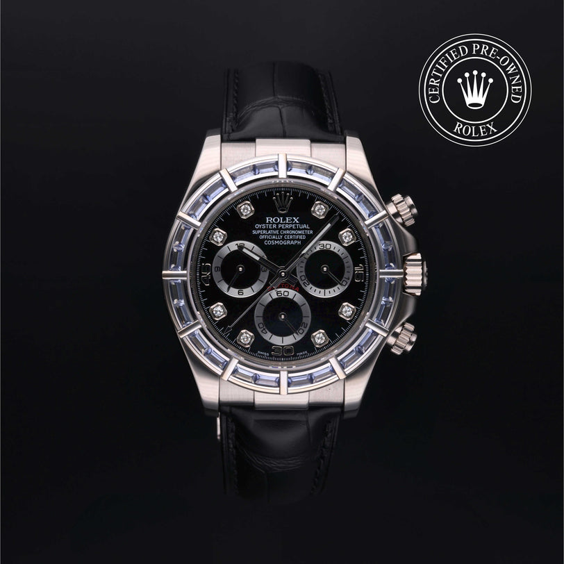 Rolex Certified Pre-owned Daytona M116589SACI-0004 front on black background