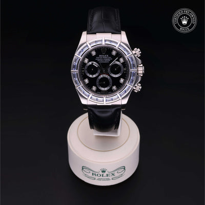 Rolex Certified Pre-owned Daytona M116589SACI-0004 front on black background