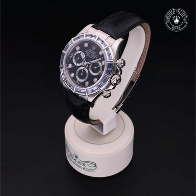Rolex Certified Pre-owned Daytona M116589SACI-0004 front on black background