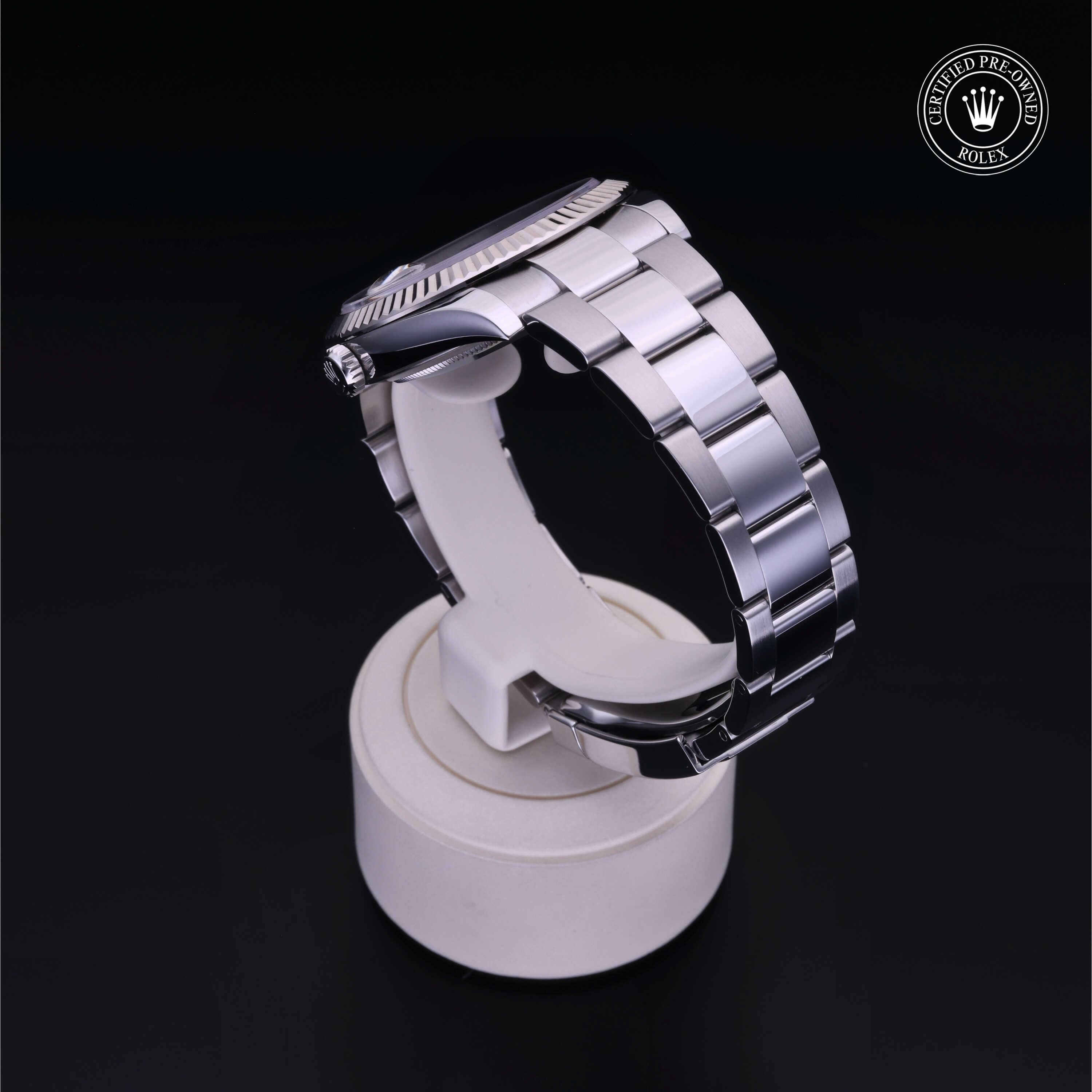 Rolex Certified Pre-owned Datejust M126334-0011 front on black background