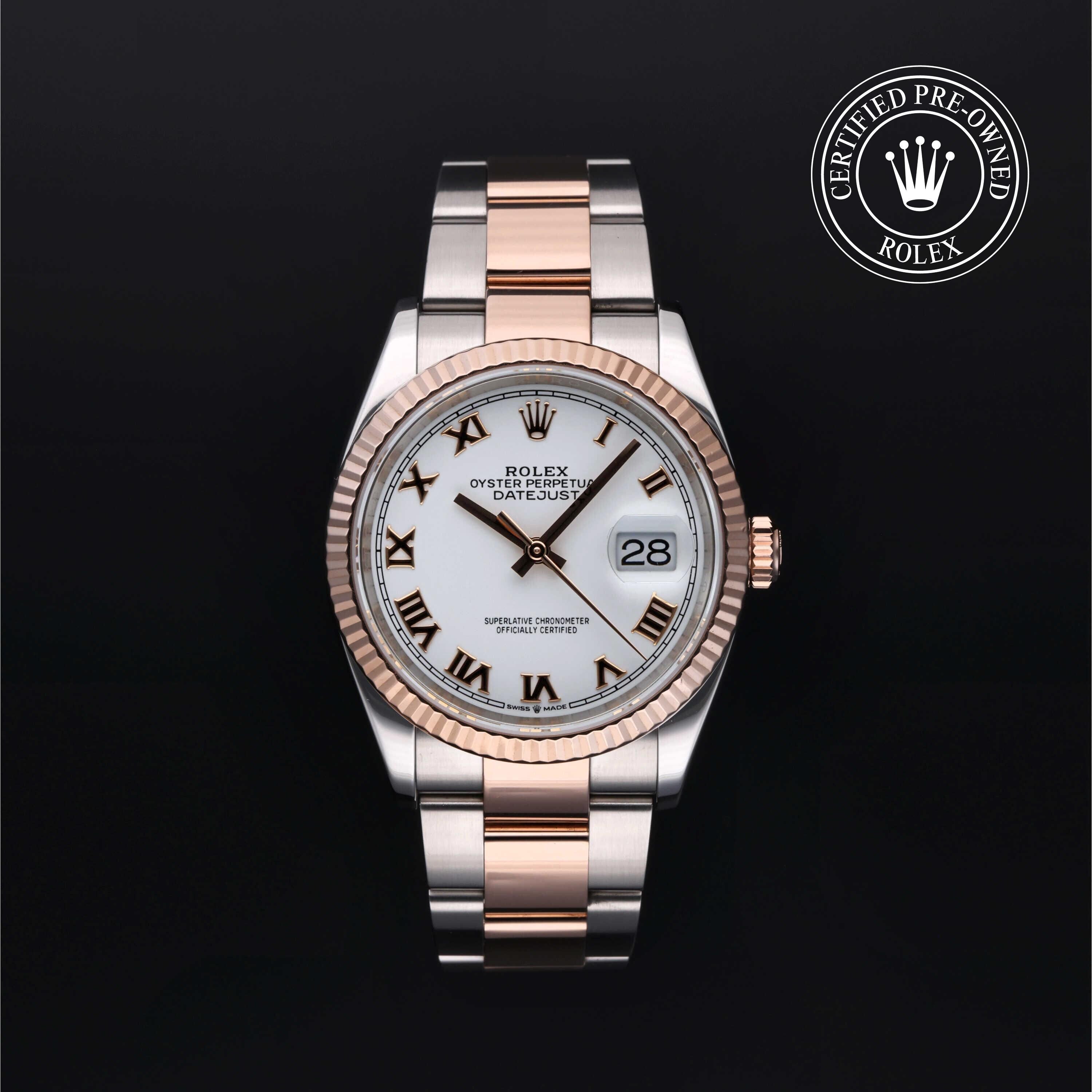 Rolex Certified Pre-owned Datejust M126231-0016 front on black background